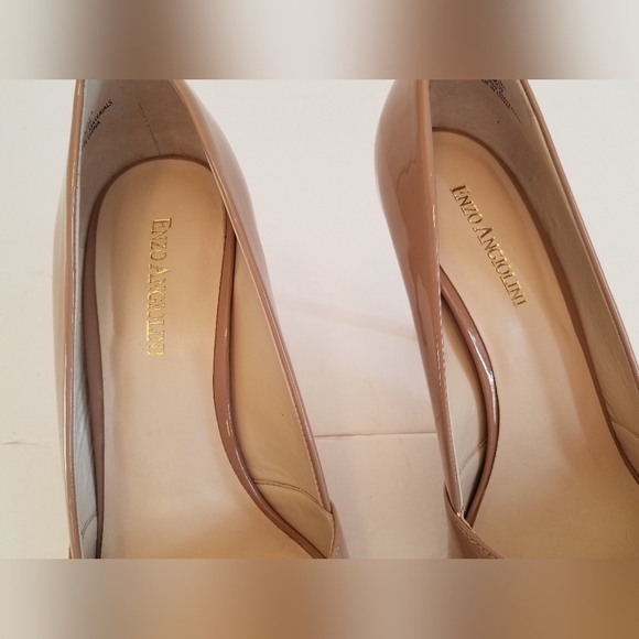 Enzo Angiolini  Faux Patent Leather Stilleto High Heels Taupe/Nude Size 8.5 - Picture 10 of 16